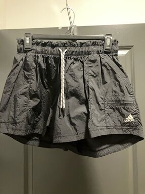 adidas Black Athletic Running Shorts with Drawstring